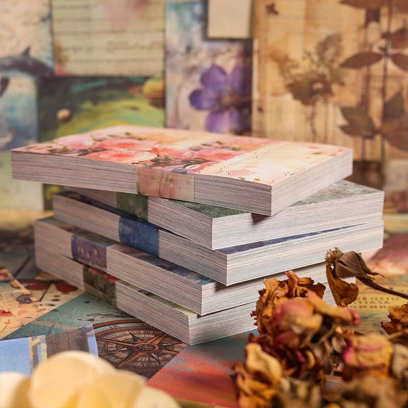 Jiao Gang misty summer Journal material paper cross-border retro background decorative stickers non-adhesive collage note book