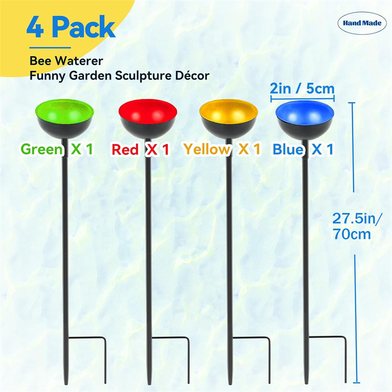 Garden Iron Crafts Outdoor Courtyard Bee Water Feeder Floor Insert Rod Small Animal Drinking Cup Bath Tub Cross Border