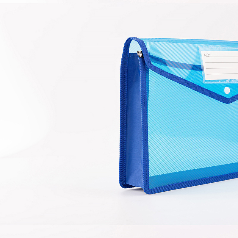 FCA4 Thickened Transparent PP Button Widened Stereo Document Bag Student Transparent Document Bag Wholesale File Storage