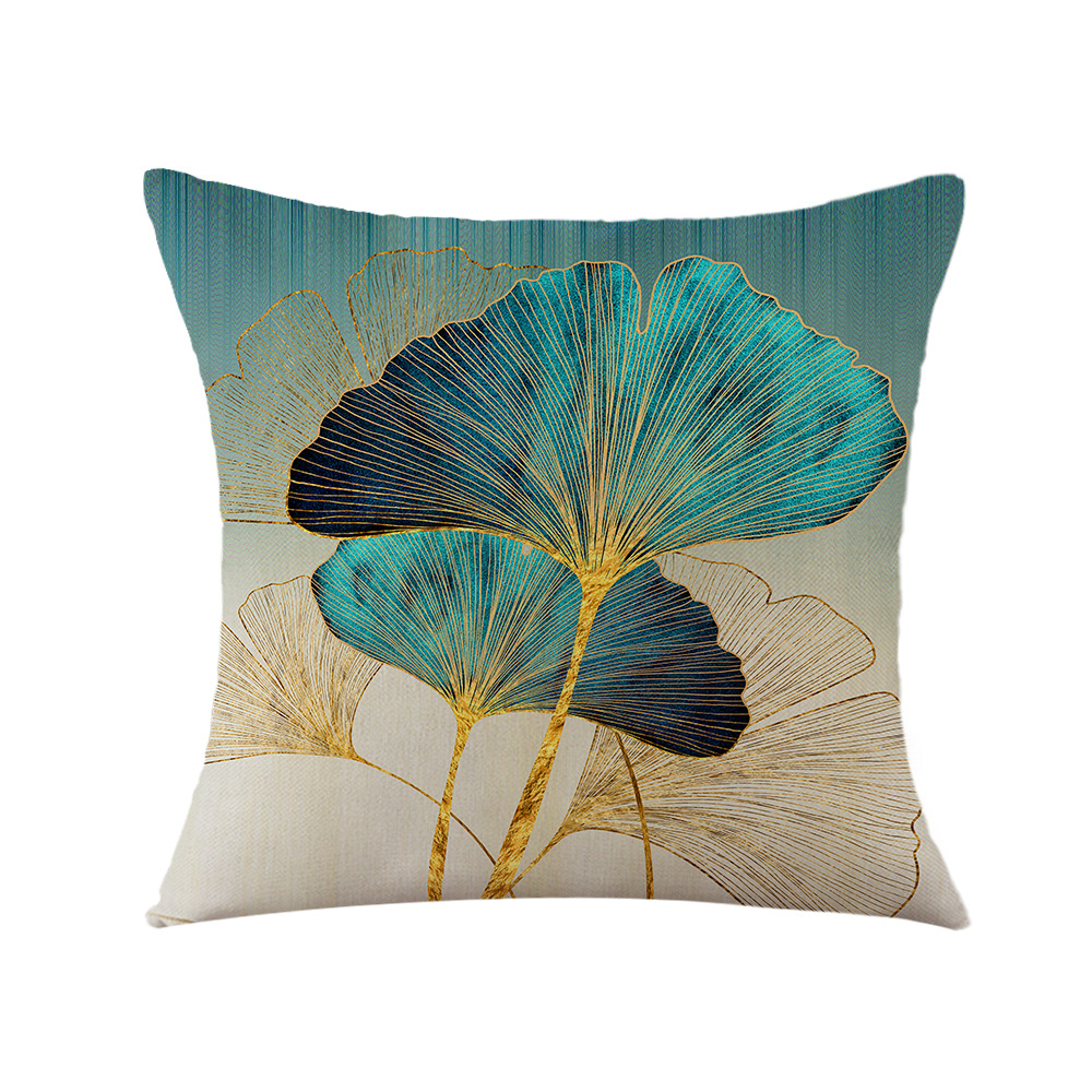Pillow Custom Amazon Explosions Home Ginkgo Plant Printing Car Pillow Bedside Cushion Pillow Case Wholesale