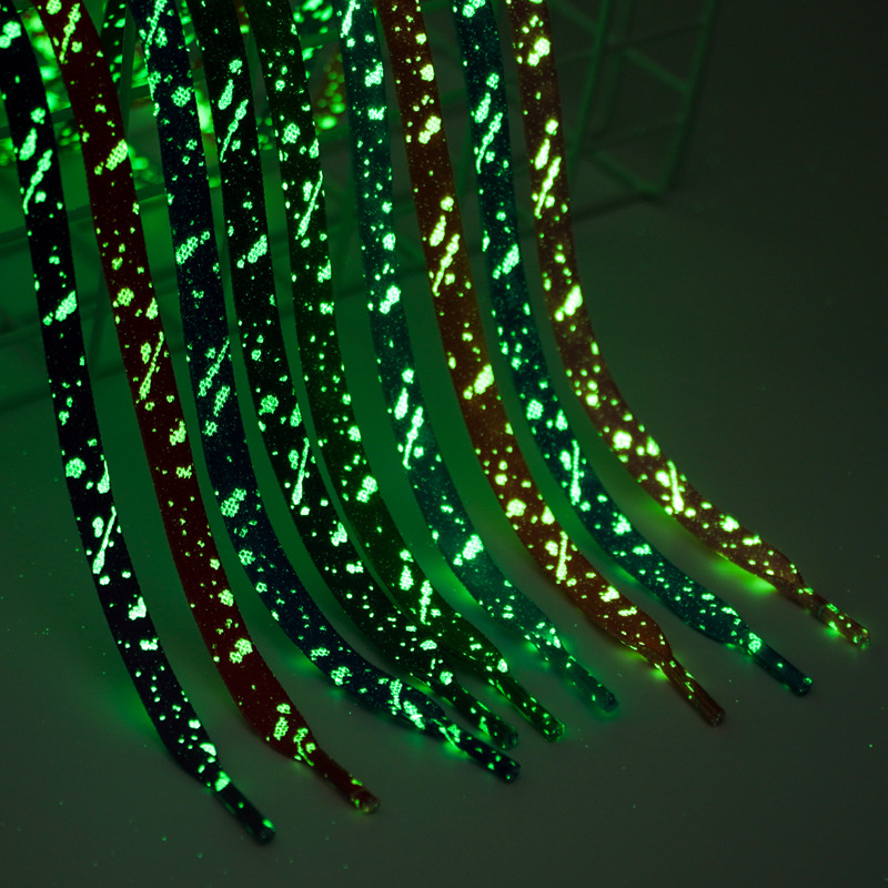 Wholesale adaptation AJ1AF1blazer luminous splash ink cashew flower shoelaces cross-border exclusive for luminous shoelace rope a pair
