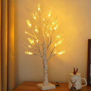 Factory direct wallet Christmas tree gift card holder LED Birch lamp desktop wedding holiday birthday card tree lamp