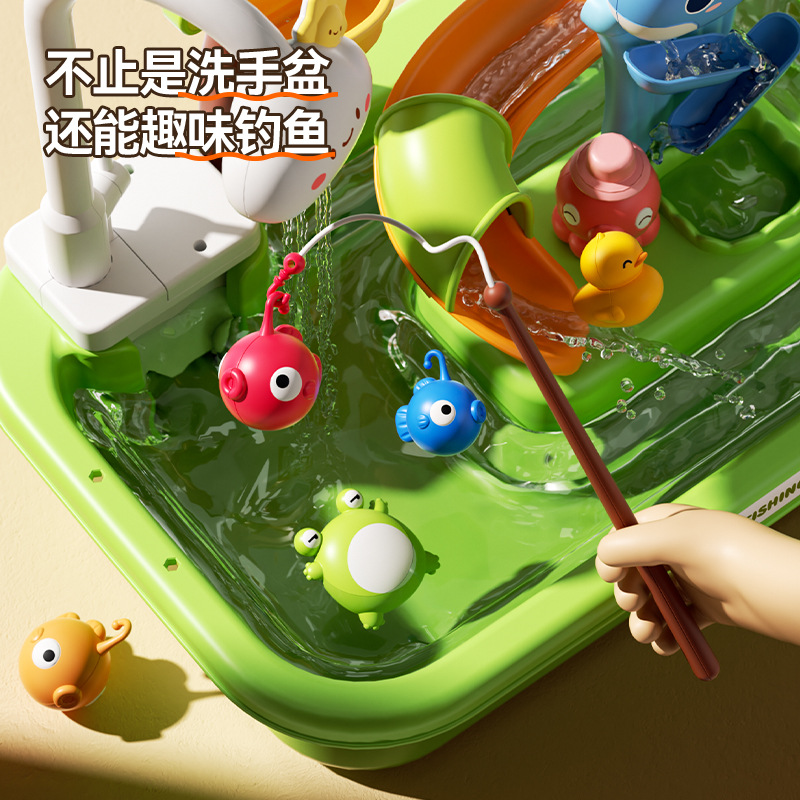 Children's dishwasher table vegetable basin basin faucet circulation electric play house water toys boys and girls 61 gifts