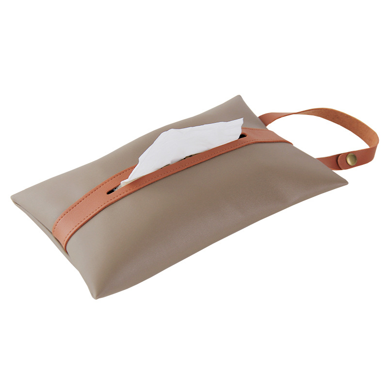 Car-mounted Tissue Box Car-pumping Seat Back Hanging Armrest Box Leather Tissue Bag Hangable Paper-pumping Bag Roll Paper Bag