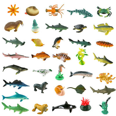 Simulation PVC solid marine animal toys marine life aquarium children gift bag 36 pieces on behalf of the hair