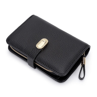 Wallet Women's Genuine Leather Short Wallet New Multi-Card Top Layer Cowhide Wallet Zipper Coin Wallet Card Holder