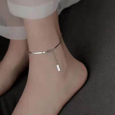 Flat Snake Bone Anklet Women's 2023 New Fashionable ins Cold Style Foot Chain Women's Blade Ankle Chain Girls' Leg Chain