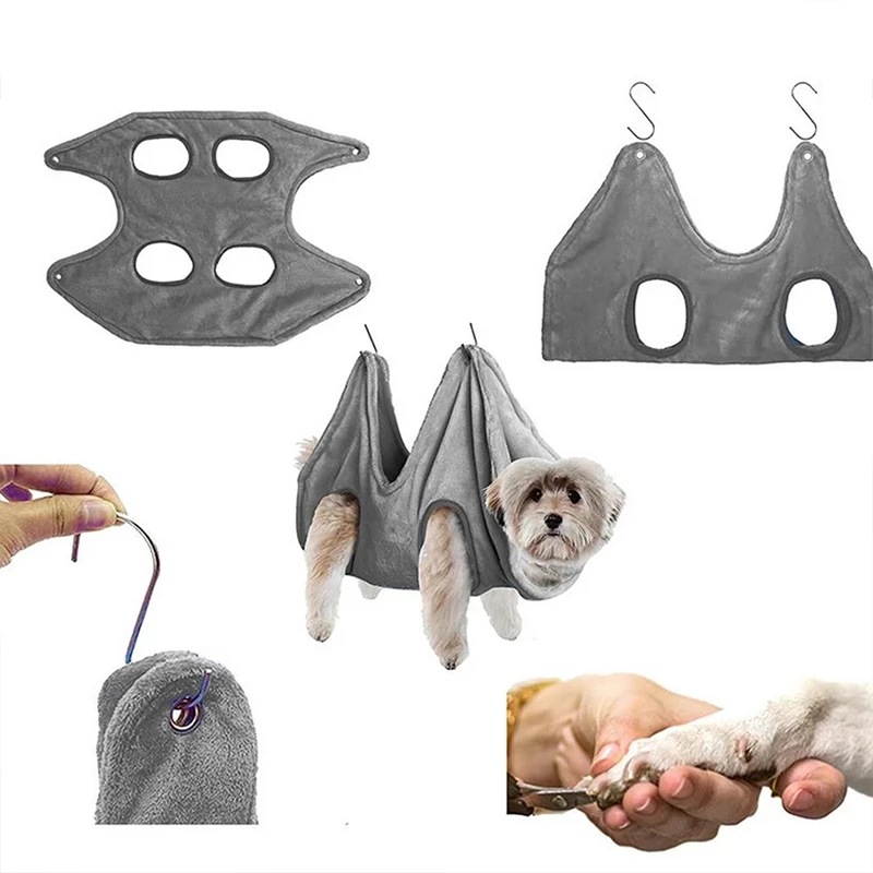 Dog Hammock Pet Products Bath Drying Towel Beauty Hammock with Hook Nail Trimmer