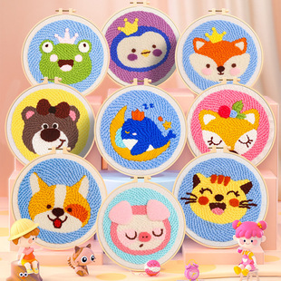 Handmade embroidery diy material bag cartoon unicorn stamp embroidery Lu embroidery Russian stamp Le wool hanging painting