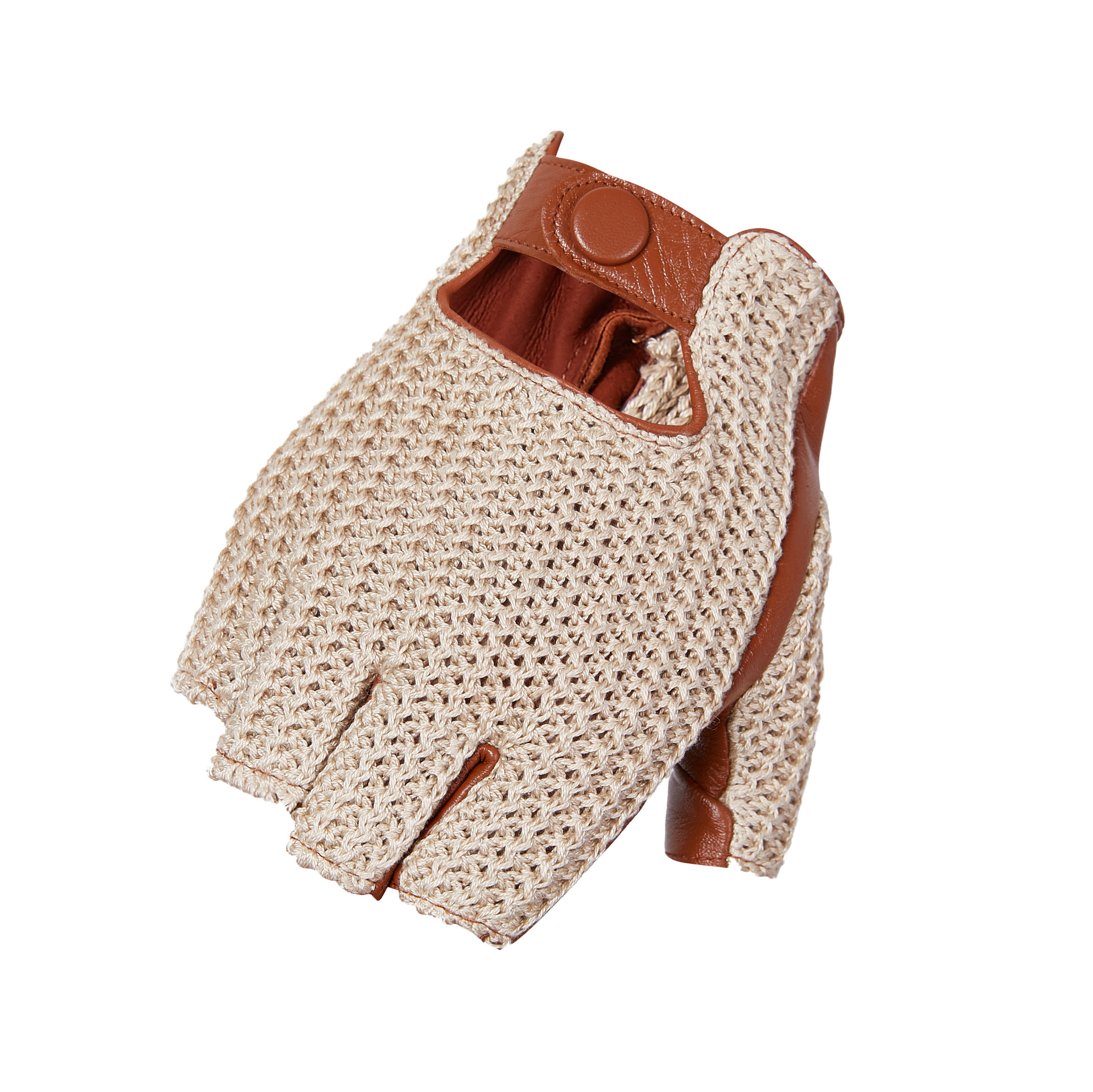 New Men's Half Finger Genuine Leather Gloves Woven Hand Back Autumn and Winter Anti-slip Motorcycle Motorcycle Sheepskin Thin_voghion.com