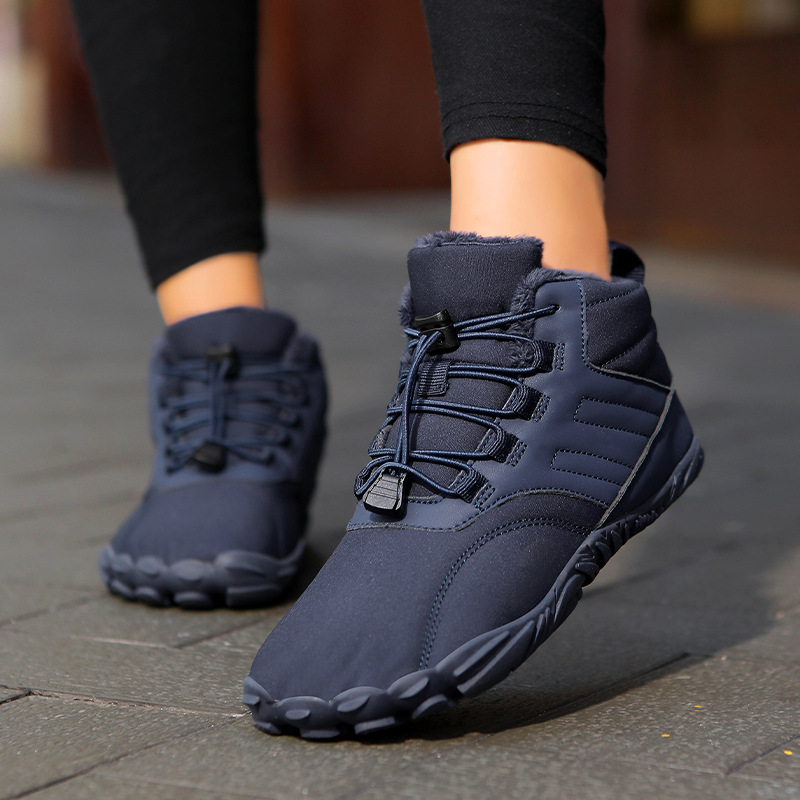 Winter new warm cotton-padded shoes for couples outdoor leisure hiking sneaker fleece-lined thickened mid-top men's snow boots
