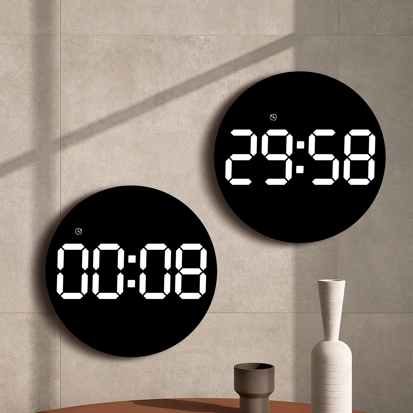 Digital electronic clock living room simple big font wall clock LED clock is Countdown colorful second hand clock 6635