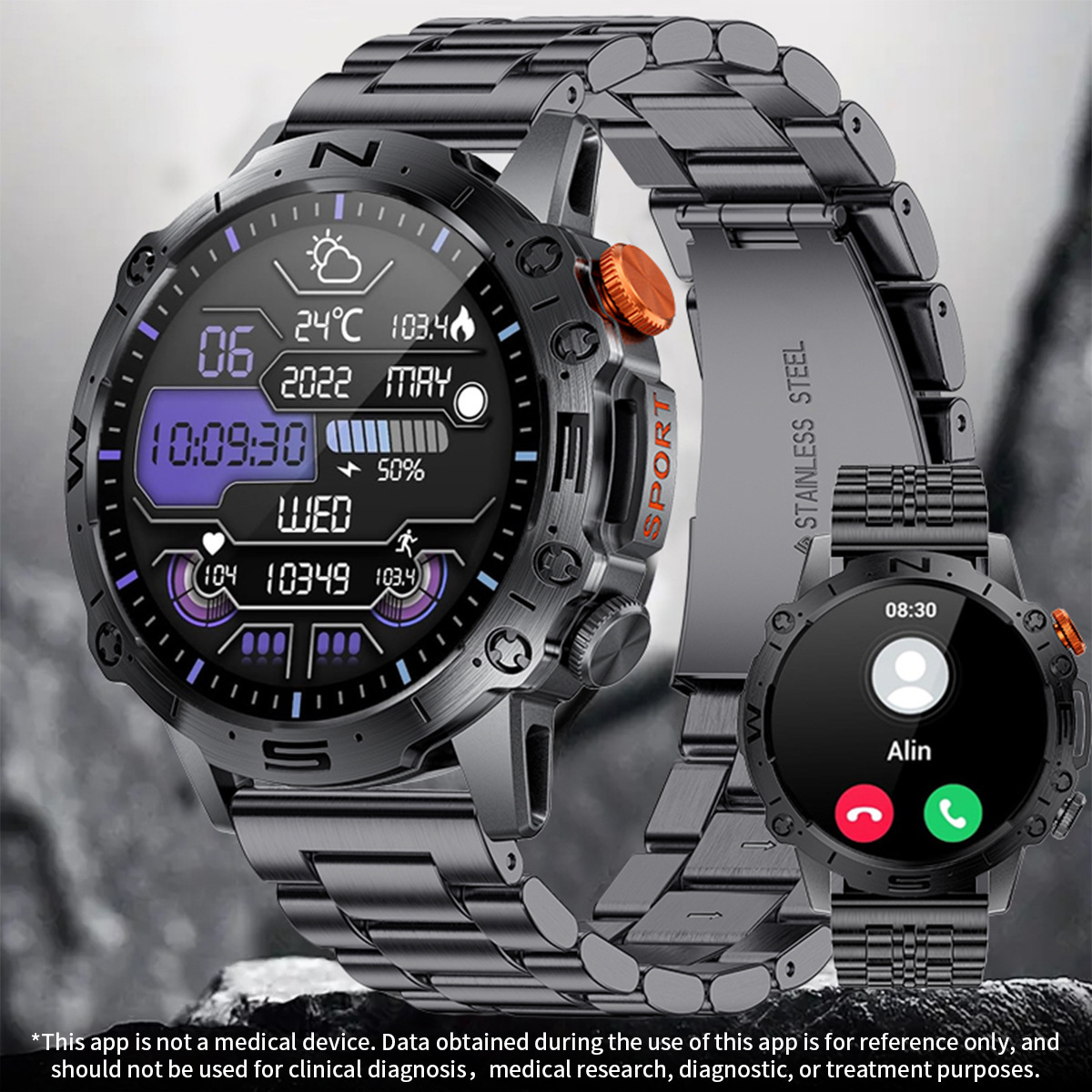 LIGE/Lige foreign trade specializes in men's watches with multi-functional waterproof pedometer bluetooth calling business watches