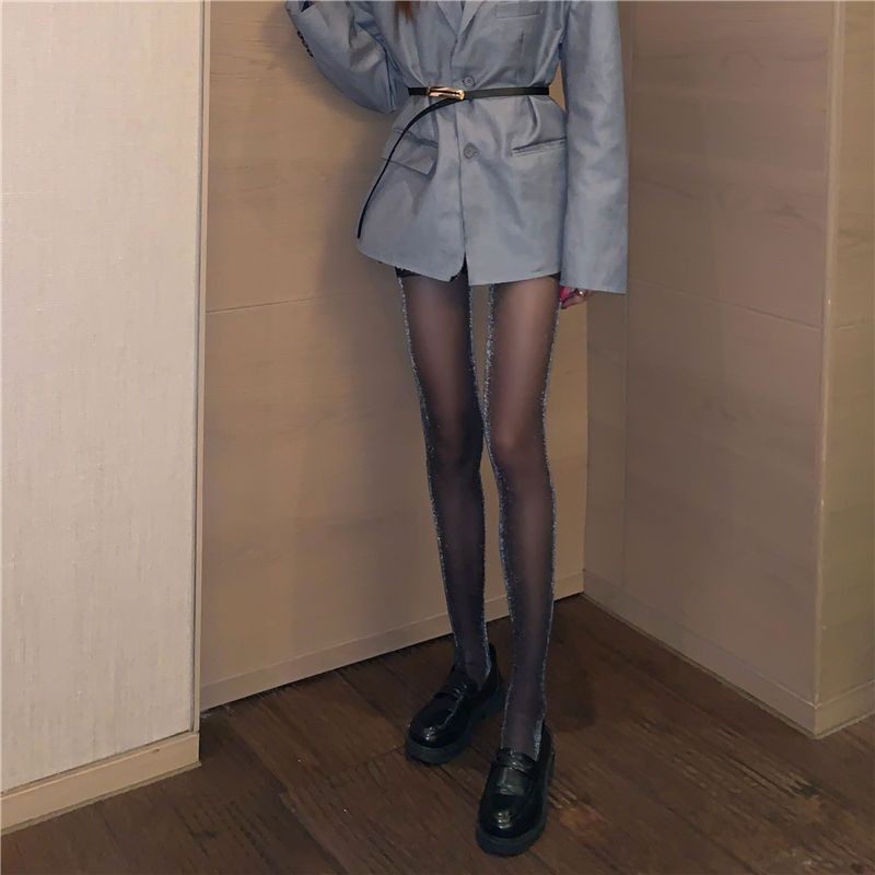 Schlankheitsstrümpfe aus Seide in Silberzwiebelfarbe, Strumpfhose aus silberner Seide, sexy Strümpfe aus heller Seide mit dünner Basis, schwarze Seidenstrümpfe für Damen_voghion.com