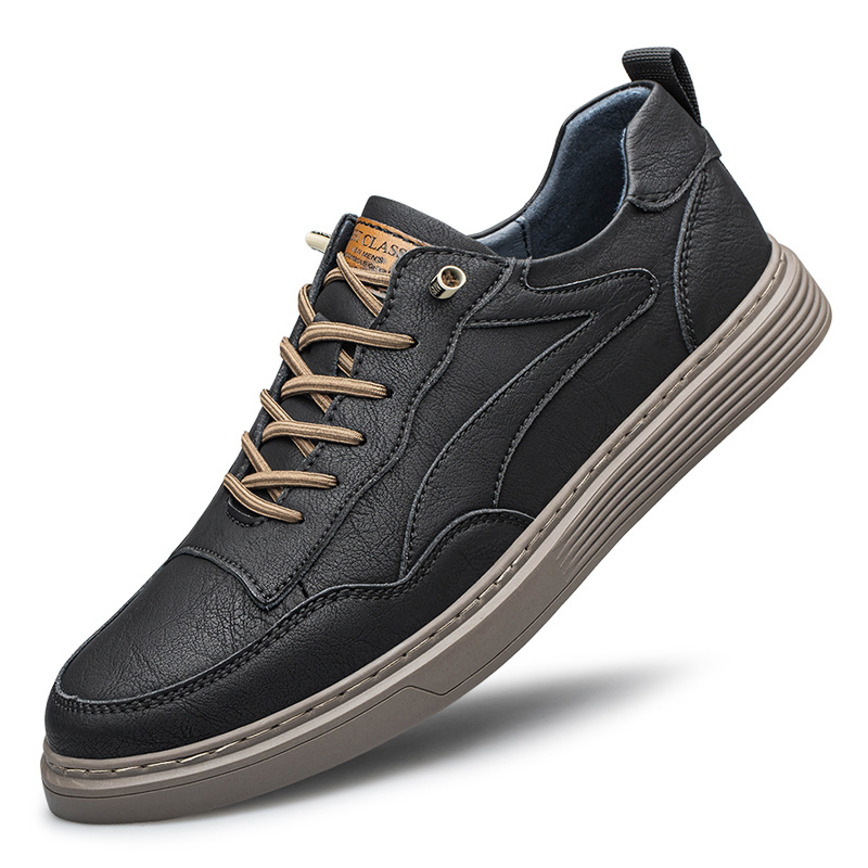 Autumn and Summer Men's Round Toe Board Shoes with Cowhide Surface, Breathable, New Product with Holes, Casual White Low-top Sports Shoes