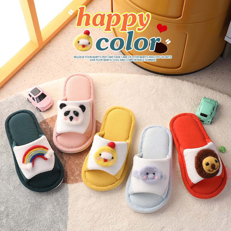 New PVC children's linen slippers spring and summer cartoon children's soft sole home shoes children's slippers manufacturers wholesale