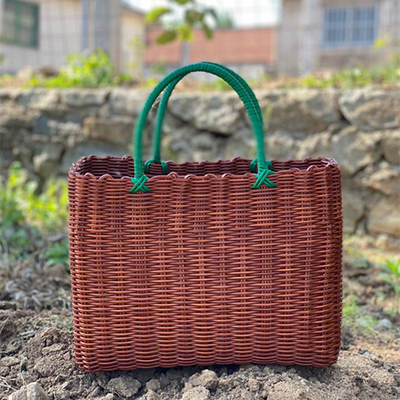 Bath Basket Shopping Hand Basket Imitation Rattan Bath Basket Bath Blue picnic Basket Egg Basket Home Shopping Vegetable Basket ins