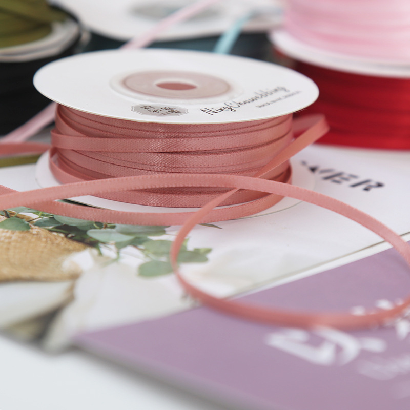 0.3cm Quality Encrypted Double-sided Polyester Ribbon Ribbon Wedding Bow High-end Gift Packaging Silk Ribbon Ribbon
