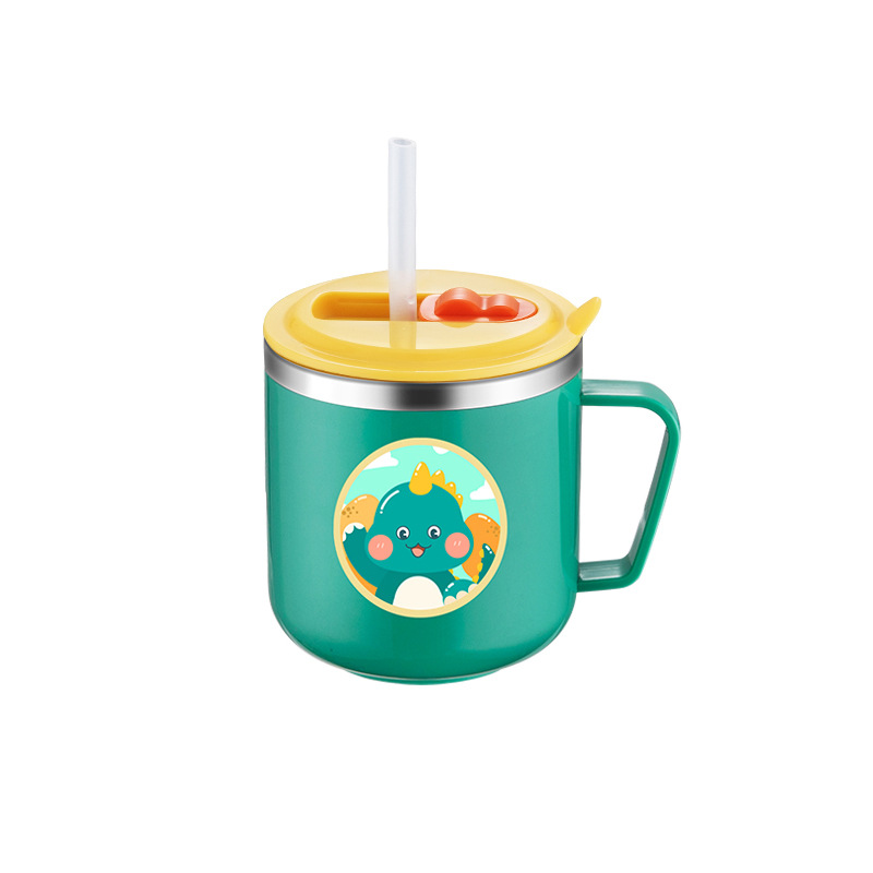 316 stainless steel Children's Milk Cup with scale double layer baby drinking cup Sipper Cup 304 cartoon mouth Cup gift