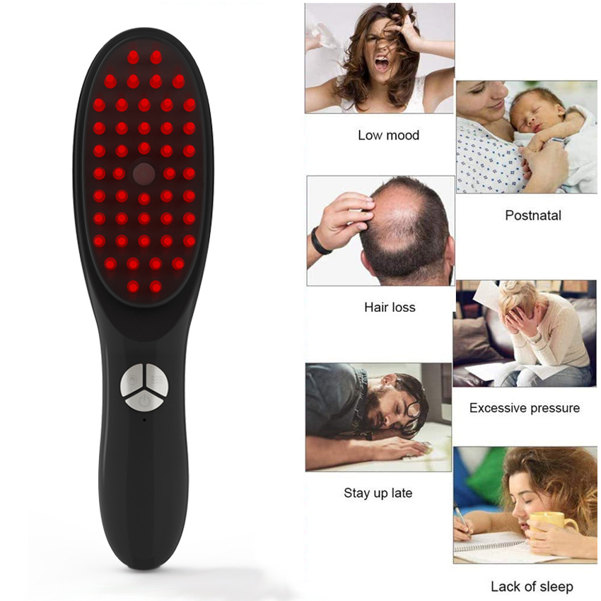 Cross-border multifunctional electric massage comb spray comb hair meridian massage instrument red and blue light anti-hair comb wholesale