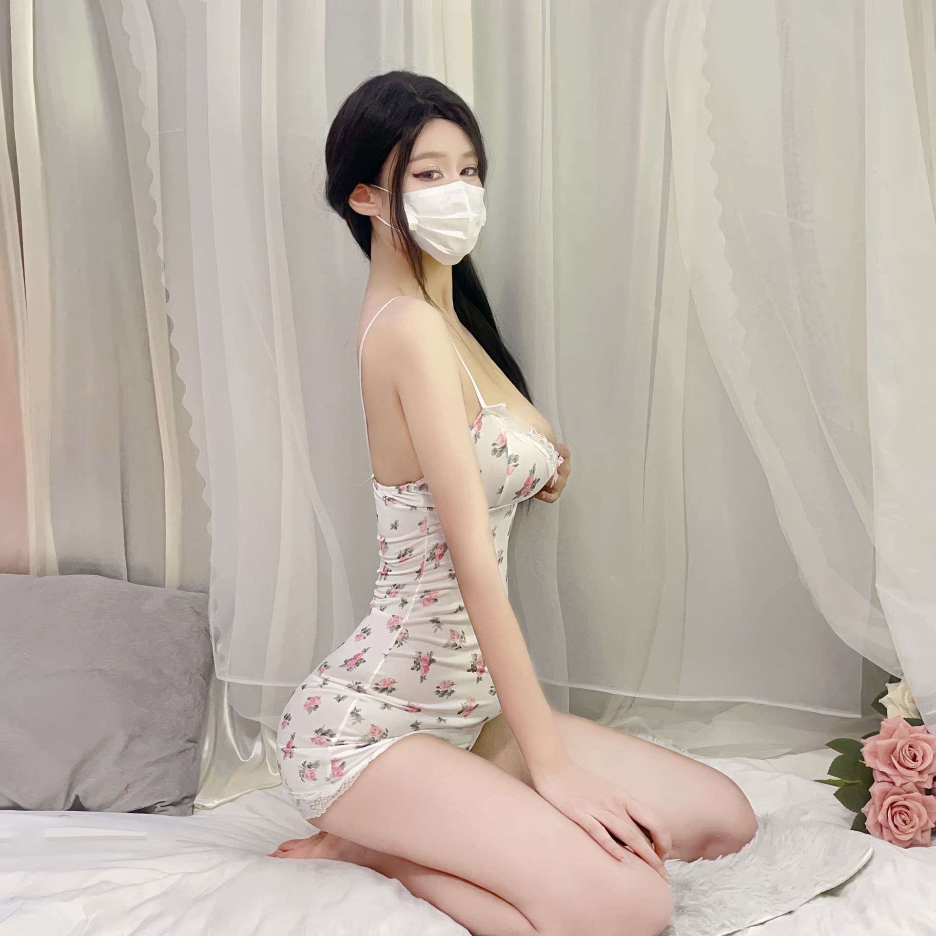Sexy lingerie small floral contrast color lace stitching sexy low-cut pure desire style sling sheath sexy pure desire style_voghion.com