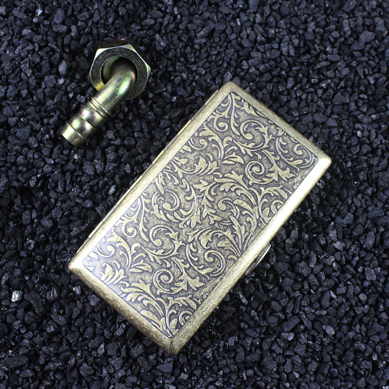 貴派20本セットの細い煙の超薄型のタバコの箱の自動カバーの両面のステンレスの金属の唐草の復古の工場は卸売りします。|undefined