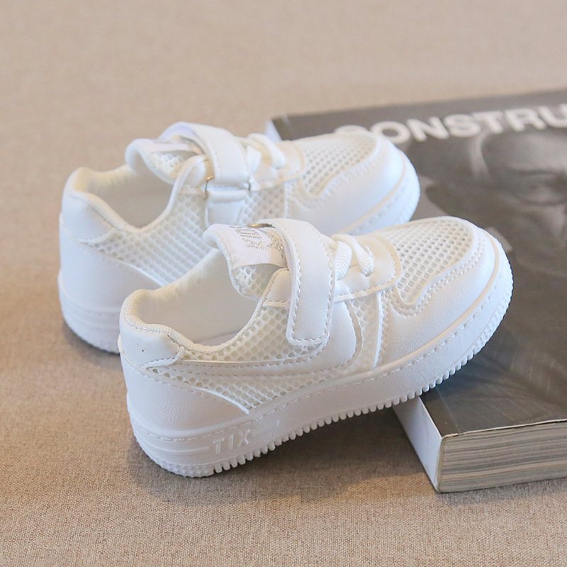 Children's White Shoes 2024 Summer Boys Sports Shoes Hollow Mesh Shoes Girls Casual Board Shoes Soft Bottom Baby Shoes