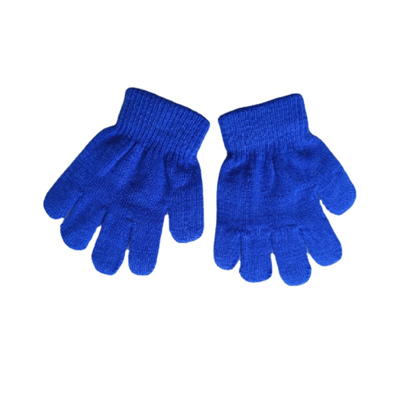 Factory in stock can add logo knitted solid color autumn and winter children warm magic jacquard padded riding fishing gloves