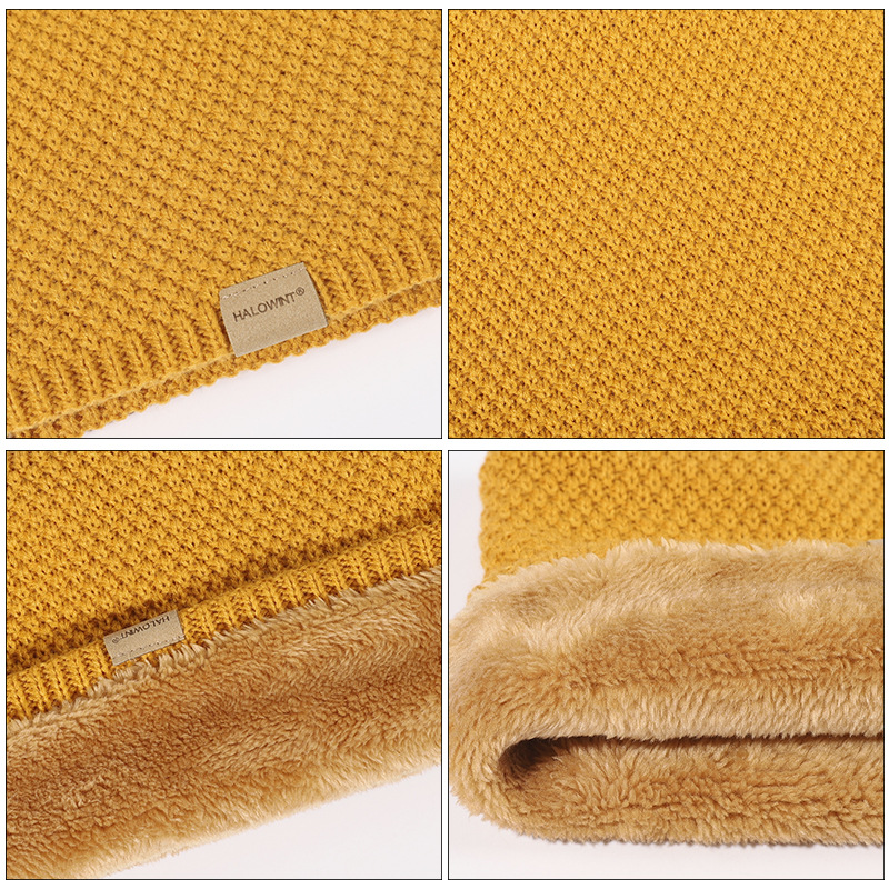 Autumn 2021 New HALOWINT Small Leather Label European and American Simple Knitted Scarf Couple Going Out Cold-proof Neck Sleeve
