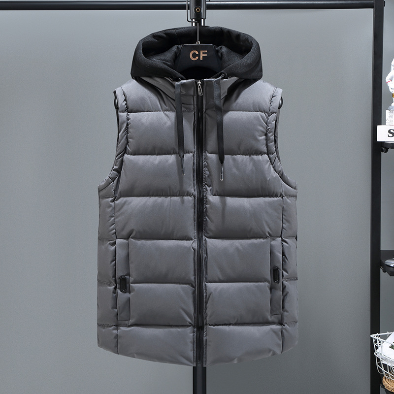 Down cotton vest men's autumn and winter hooded team tooling printing Waistcoat Vest vest jacket printed logo women