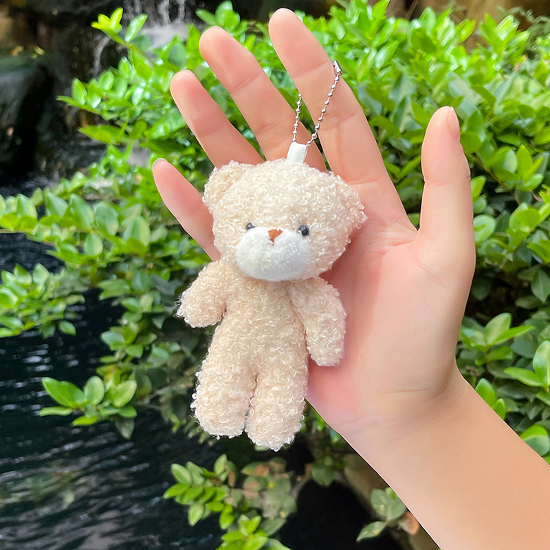 Rabbit doll cute blush one-piece teddy bear keychain bag ornaments doll plush bear pendant 