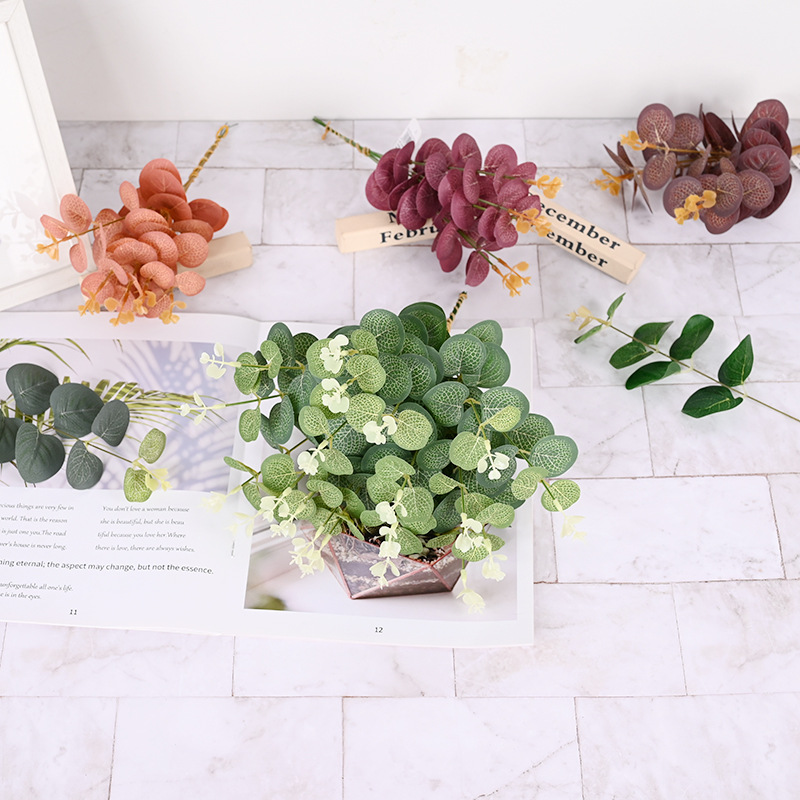 Cross-border Simulation Eucalyptus Leaf Wedding Flower Arrange Material Artificial Money Leaf Home Decoration Shooting Props Grass Discharge