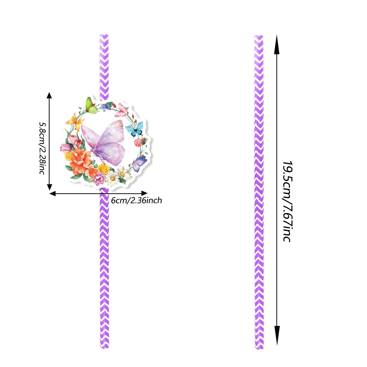 Cross-Border spring decorative straw plug-in flower butterfly theme party decorative straw flag insertion wholesale