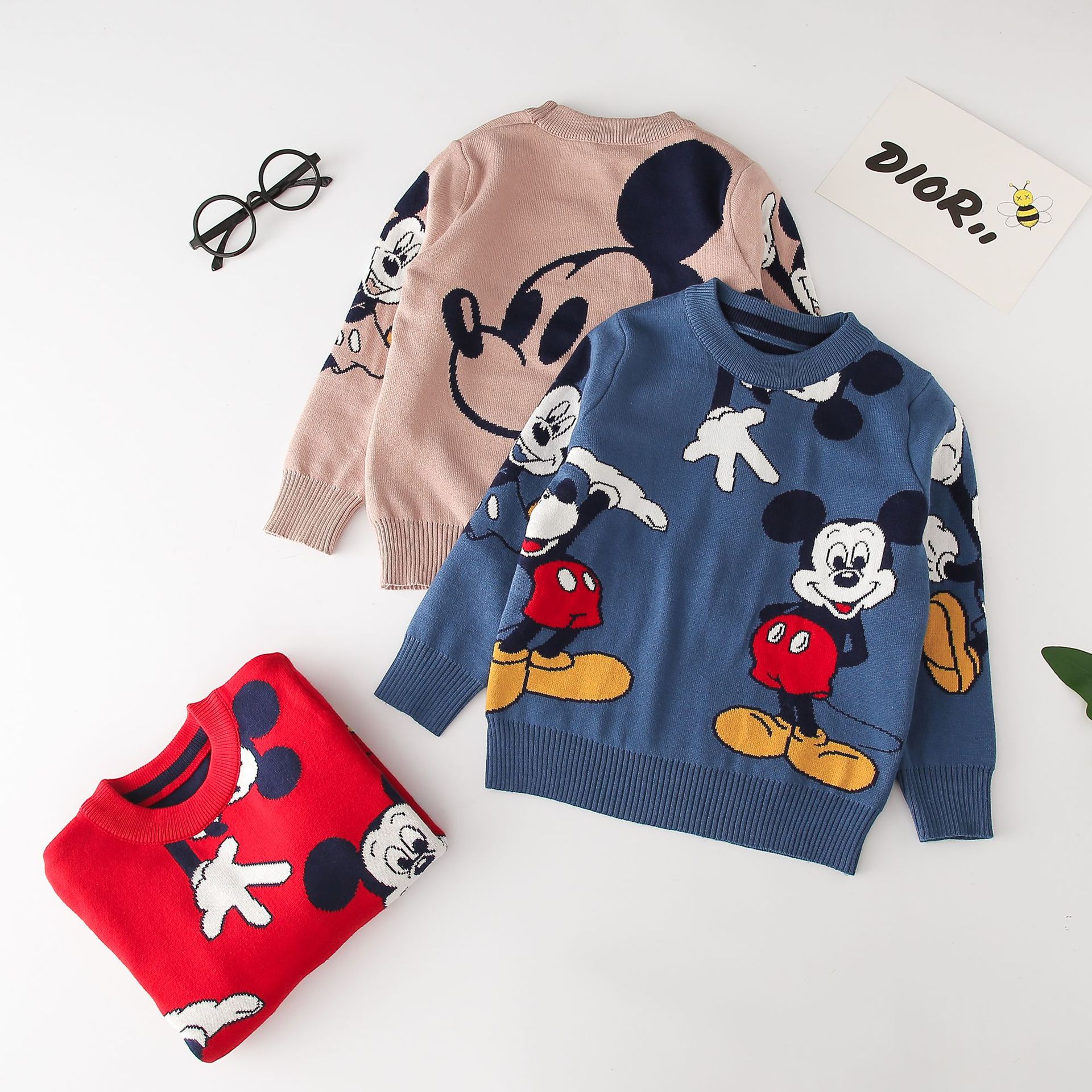 ins Children's Sweater Cartoon Boy's Knitted Sweater Children's Xinjiang Cotton Sweater Cute Girls' Sweater