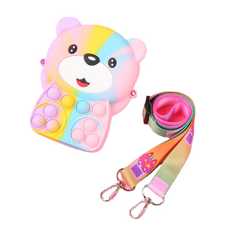 Cross-border Explosions Bear Silicone Coin Purse Children's Cartoon Crossbody Bag Bubble Unpacking Cute Toy Backpack
