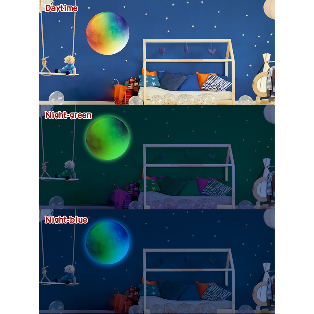 Rainbow moon spot wholesale 30 green luminous film Moon PVC wall stickers 30cm blue luminous moon