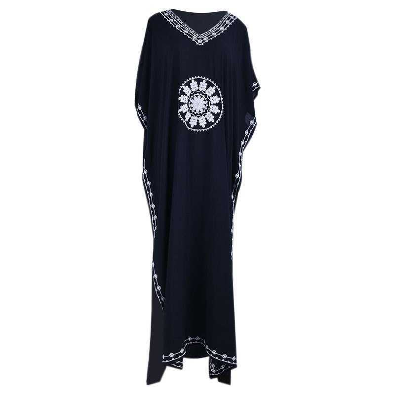 European and American Printed Loose plus size Beach Dress Long Gown Holiday dress Bikini Blouse Women's Sun Protection Clothing