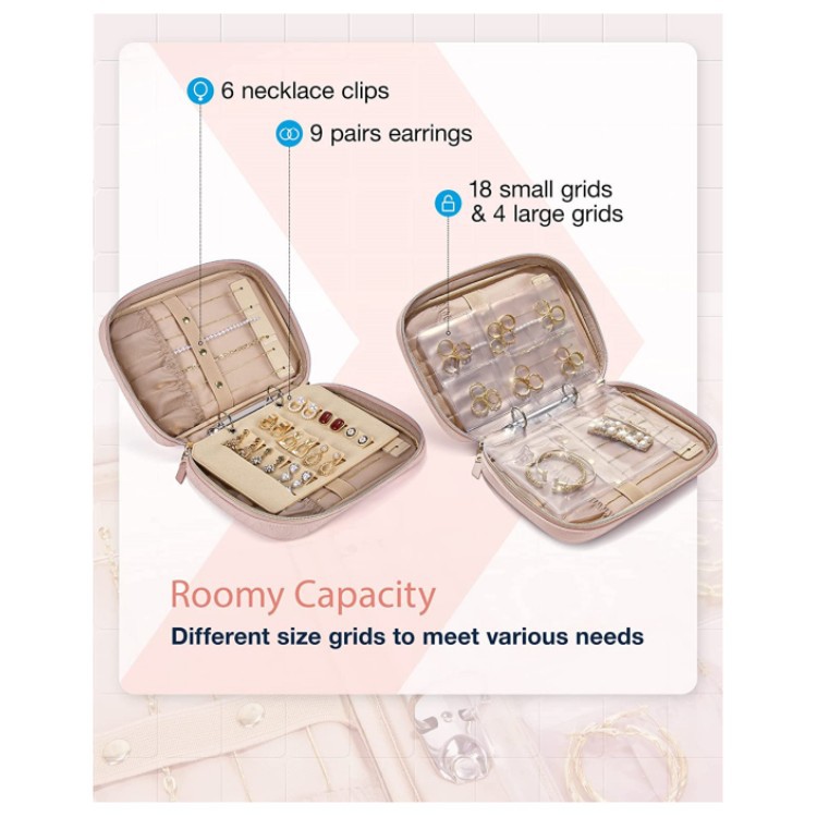 Spot Amazon new large capacity portable jewelry bag fashion with loose-leaf jewelry storage bag cosmetic bag wholesale