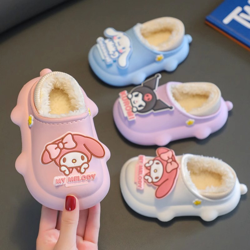 Sanrio children's cotton slippers new winter boys and girls indoor home baby soft bottom warm plush cotton slippers