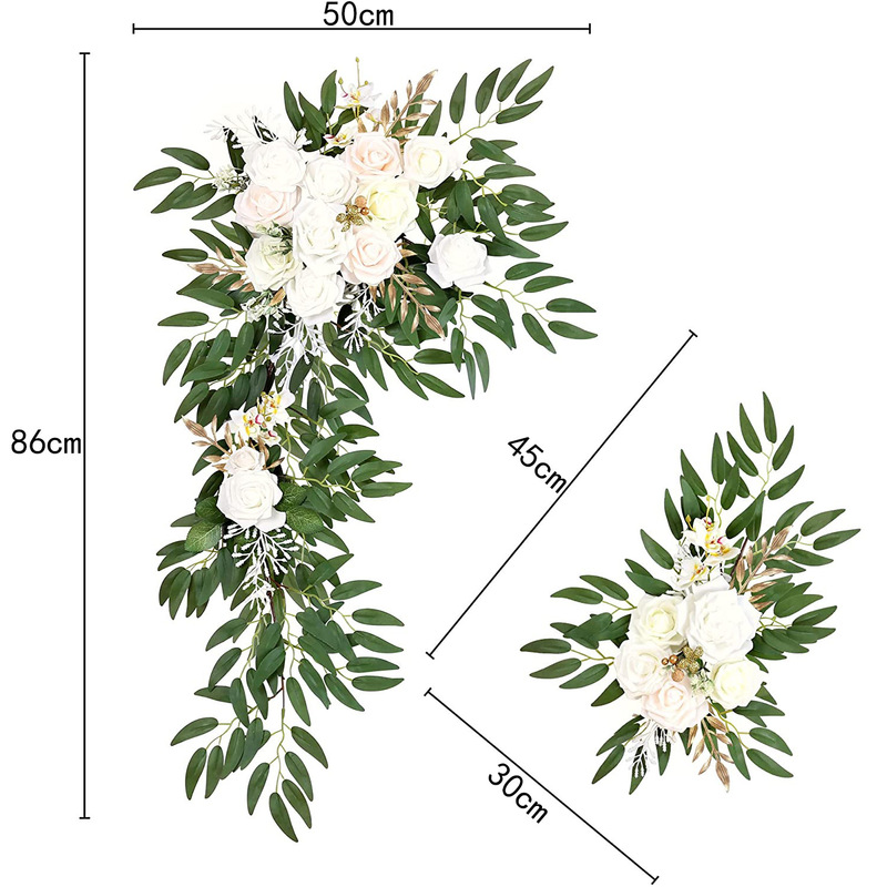結婚式のアーチの花セット 2 つのウェルカムフラワーアレンジメント結婚披露宴のディナーテーブルの装飾造花|undefined