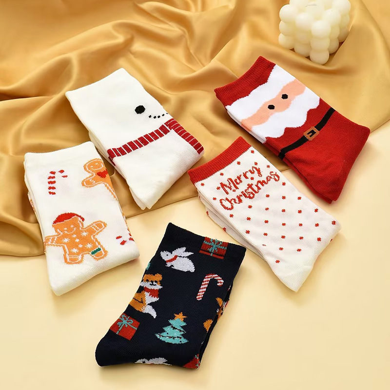 Autumn and Winter cartoon Christmas socks Christmas socks elk mid-calf socks Christmas women's socks cross-border foreign trade