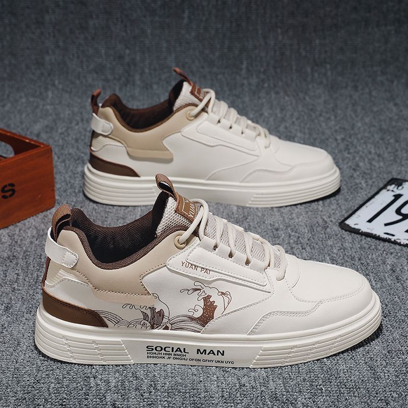 Men's Shoes Summer New Breathable White Shoes Trendy All-match Thick-soled Sports Casual Board Shoes Trendy Shoes for Male Students