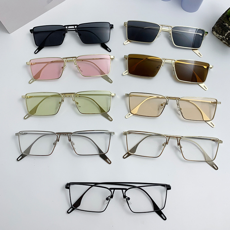 新款全框太阳镜 创意欧美个性INS网红女太阳眼镜小方框白平跨境