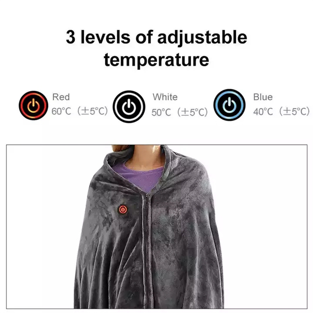 Cross-border winter electric blanket charging heating blanket office lunch break nap plus velvet warm heating shawl
