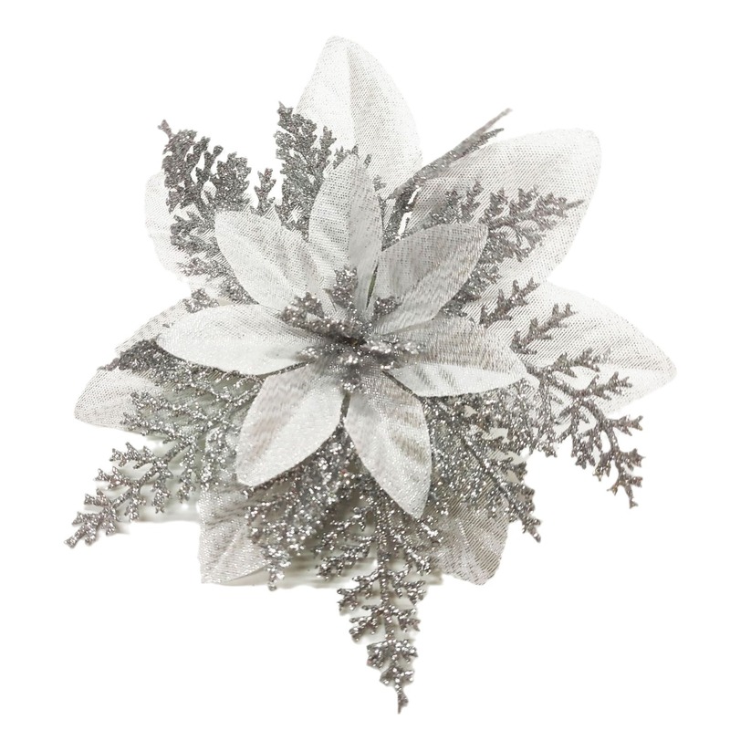 クロスボーダーのクリスマスの金色の二重のスパンコールのシミュレーションの花の金粉の花のクリスマスの装飾の部品のメーカーの卸売り|undefined