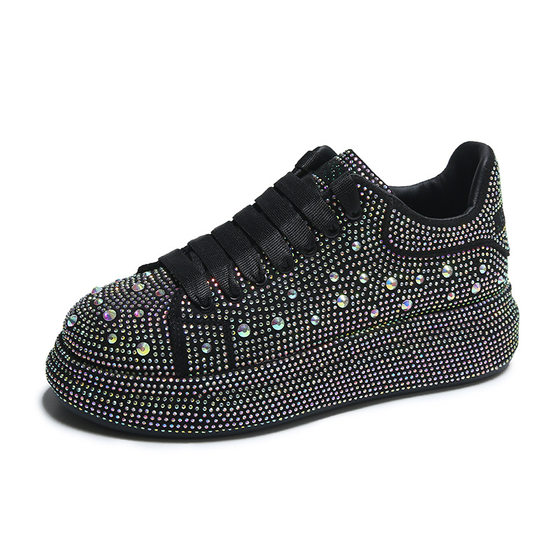European goods full Diamond women's fashion 2023 Summer ultra-fiber breathable sports casual skate shoes fashion all-Match platform women's shoes