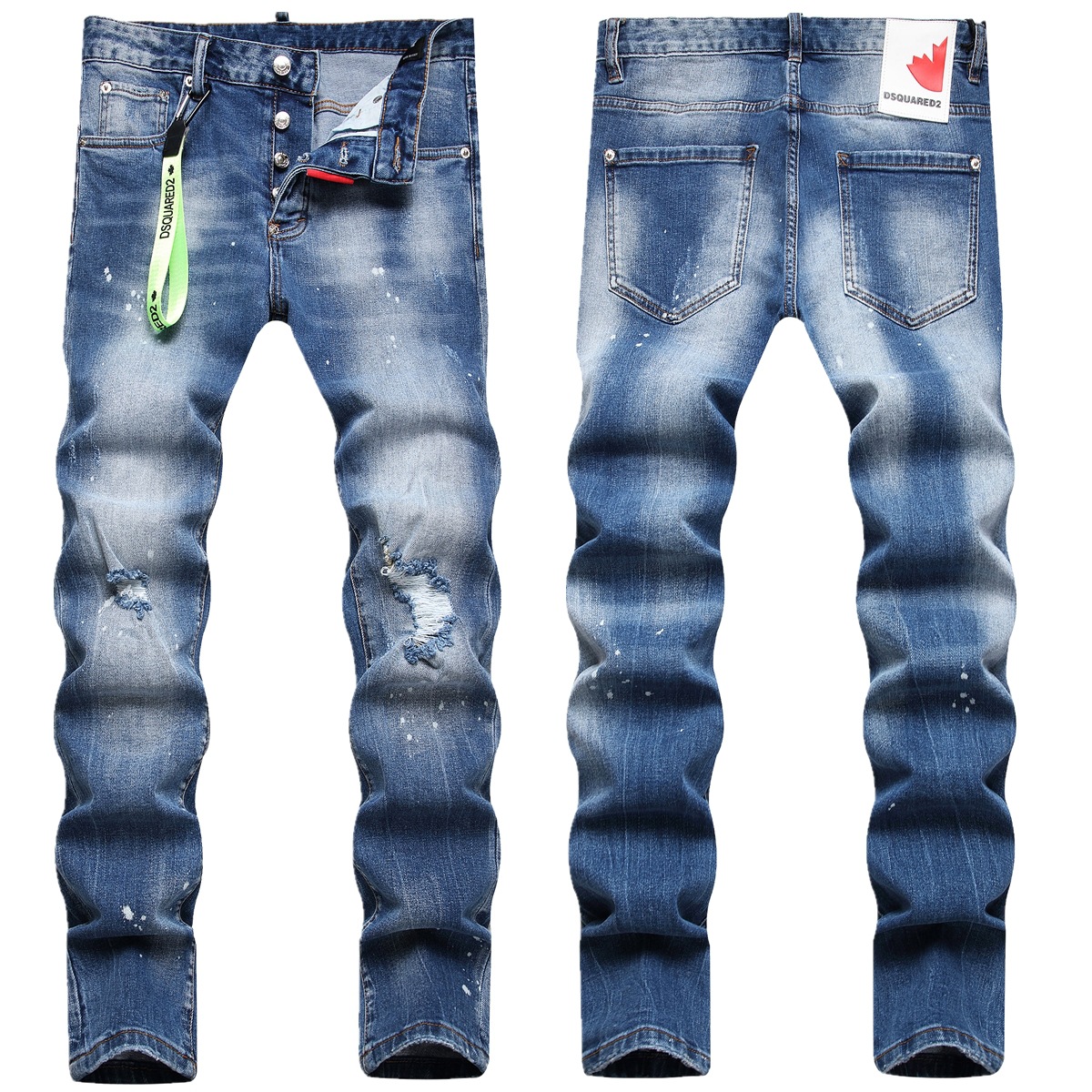 2023 autumn new street fashion men's jeans fashion ornaments trendy paint slim fit skinny mid-waist trousers