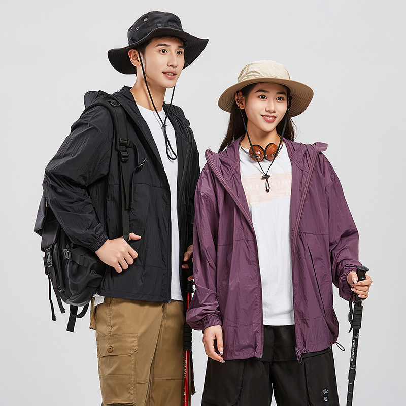 Summer Sun Protection Clothing Men's Cardigan Hat Lightweight Jacket Outdoor Sun Protection Clothing UPF50 UV Protection Skin Clothing Women