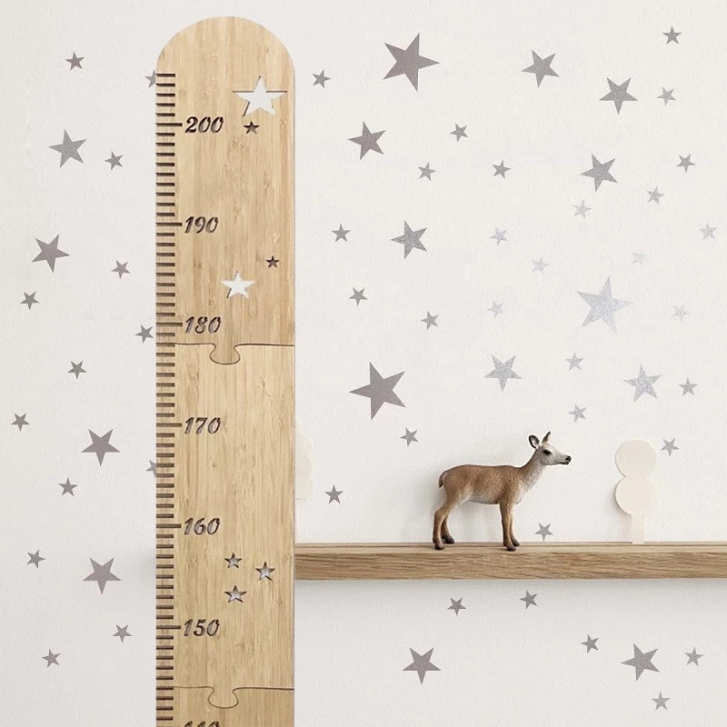Cross-border Wooden Children's Day Gift Height Ruler Children's Room Splicing Wooden Stars Growth Measuring Ruler Height