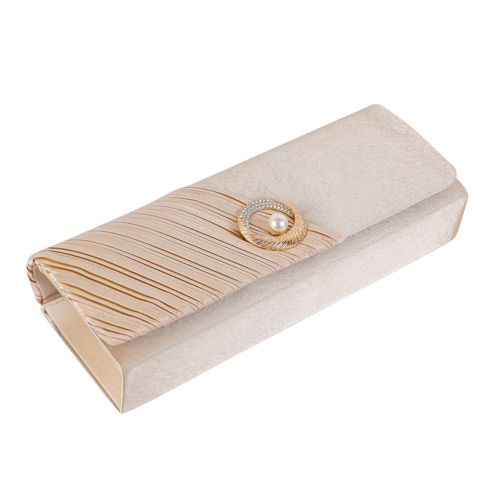 European and American style satin pearl women's bag new pleated clutch bag evening bag